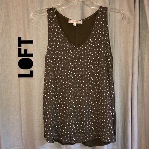 Loft Brown Polka Dot Sleeveless Blouse